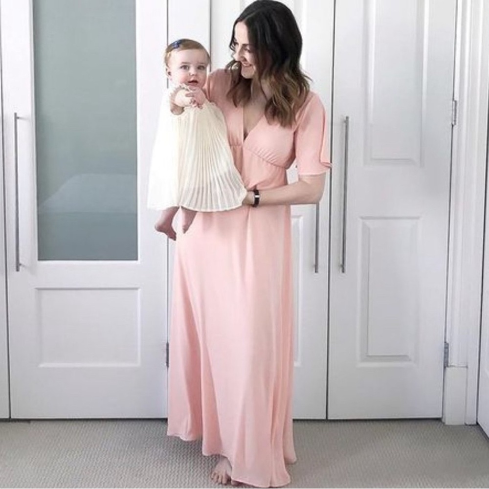Pinkblush Women's Maternity Pink Chiffon Maxi Dress